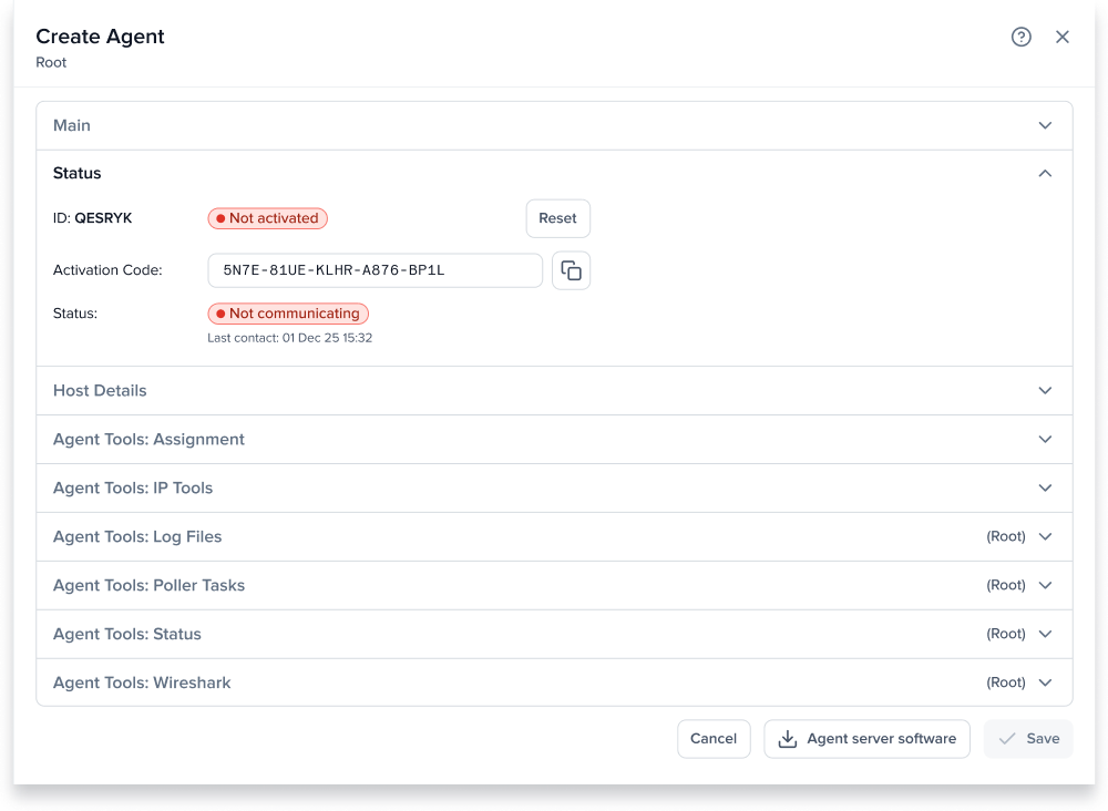 Agent Status section